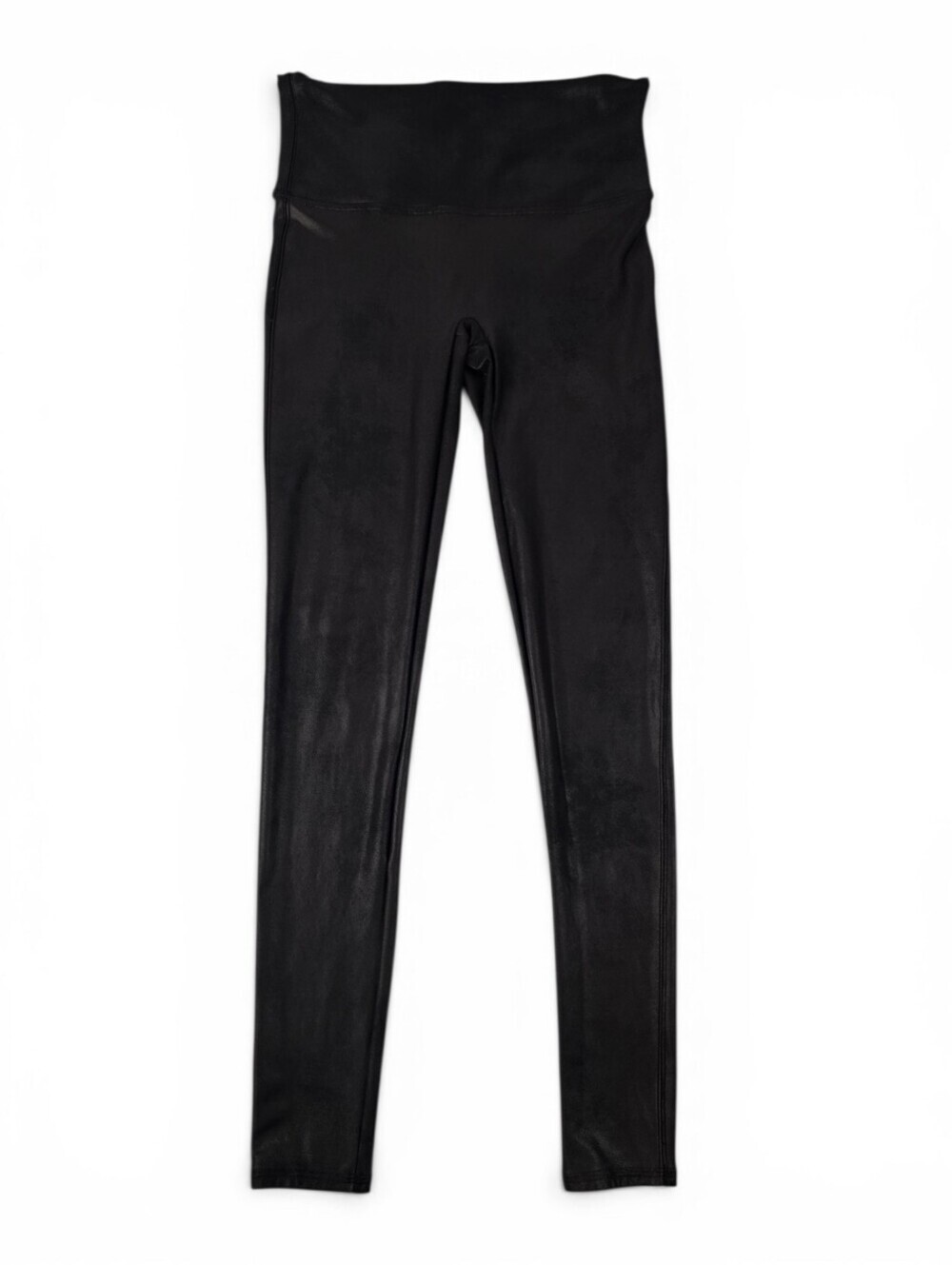 SPANX Faux Leather Leggings XL Tall Black High Rise Shaping Style 2437 Shiny